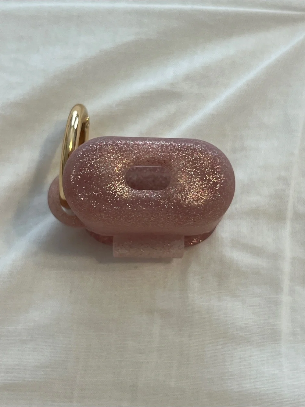 Glitter Pink Apple AirPods Generation 1 & 2 Case with Keyring